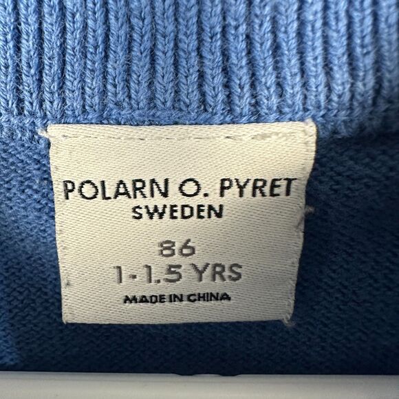 Polarn O. Pyret Boys 86 12-18 Months Crewneck Knit Pullover Sweater Blue Stripe - Picture 3 of 3